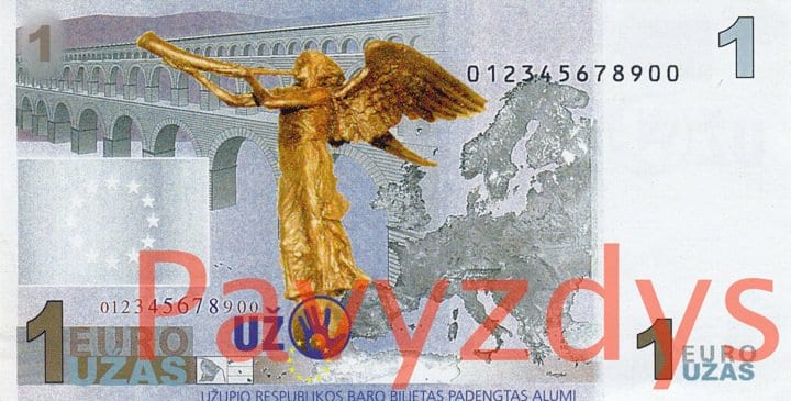 EuroUžo banknoto nugarėlė.